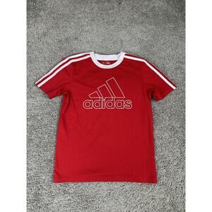 Adidas Shirt Youth Medium Red 3-Stripes Big Logo Crewneck Short Sleeve Tee